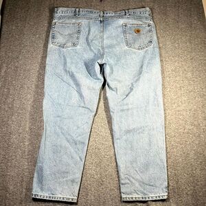 Carhartt Jeans Mens 44x30 Relaxed Fit Straight Leg Blue B17STW Work Wear READ